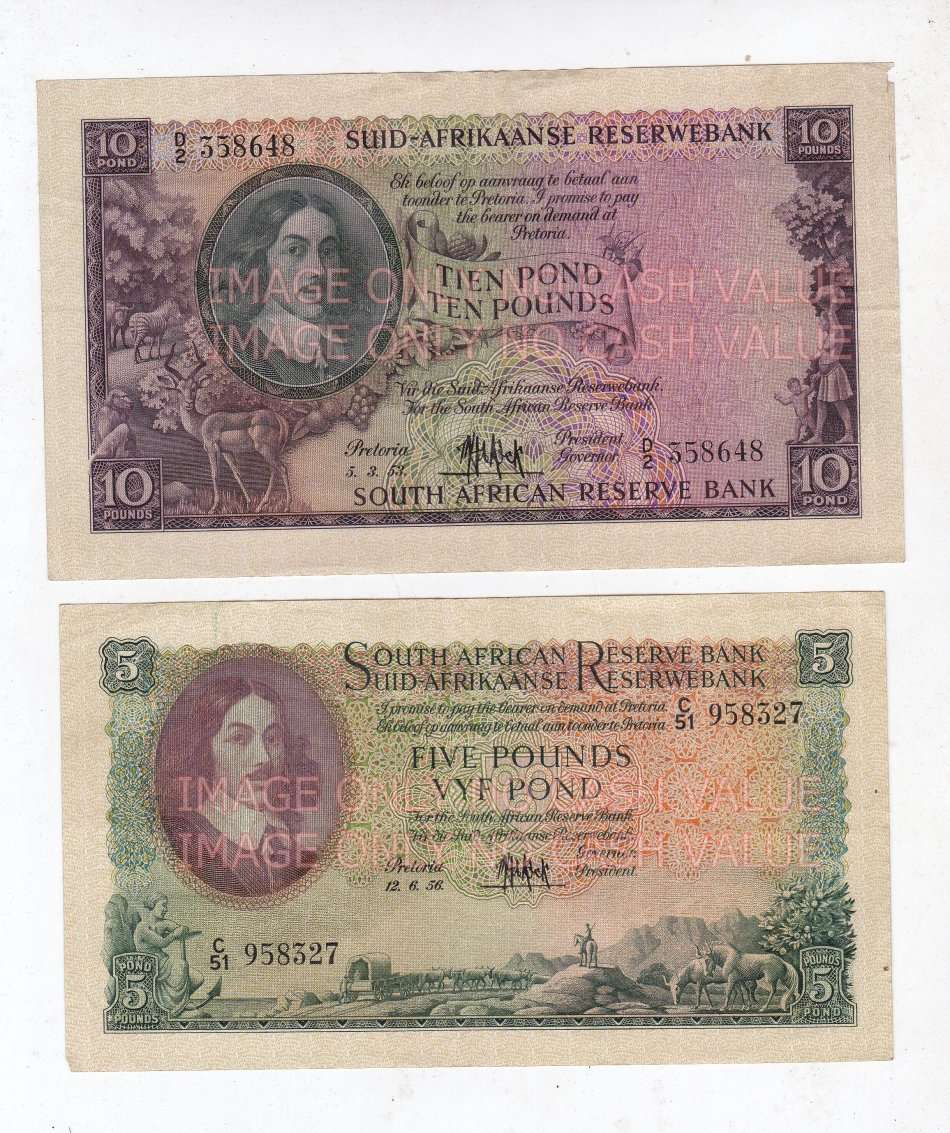 SETSOUTH AFRICA  10 SHILLINGS, POUND, 5 POUND AND 10 POUND DE KOCK VF-EF