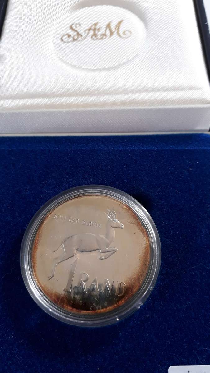 SOUTH AFRICA R1 1990 SILVER PROOF IN MINT BOX
