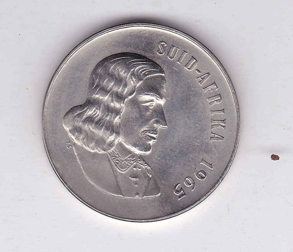 SUID AFRIKA 50 CENTS 1965 HIGH GRADE AFRIKAANS LEGEND