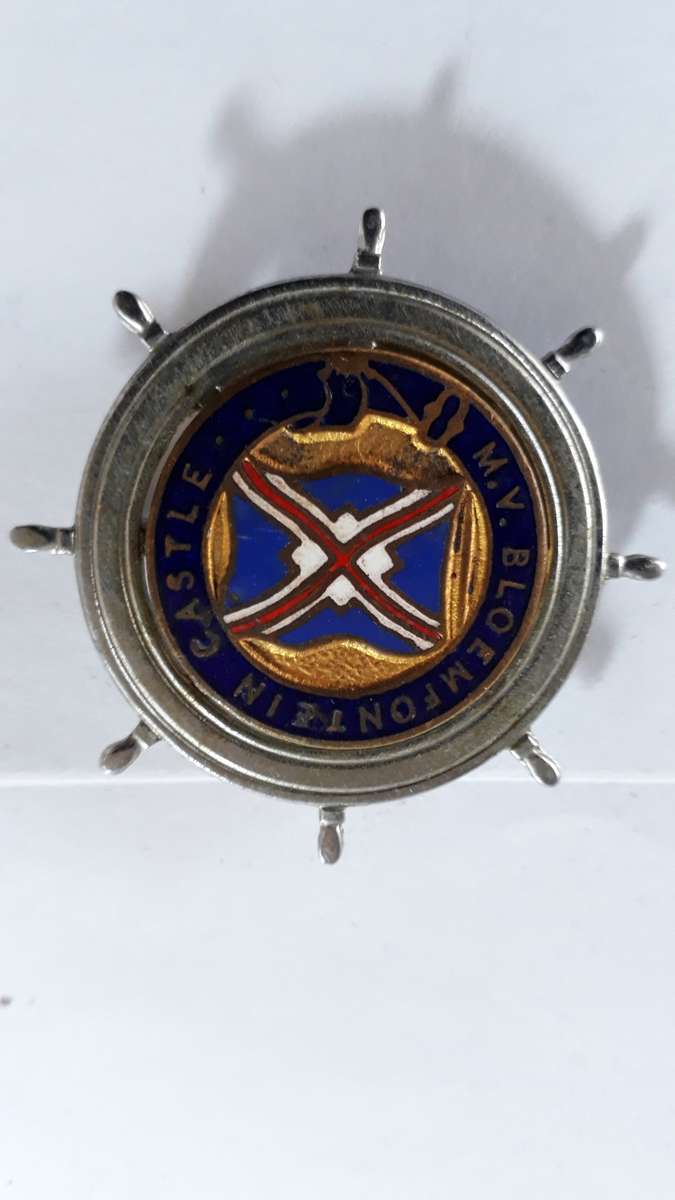 UNION CASTLE LINE M.V. BLOEMFONTEIN SHIP WHEEL BROOCH