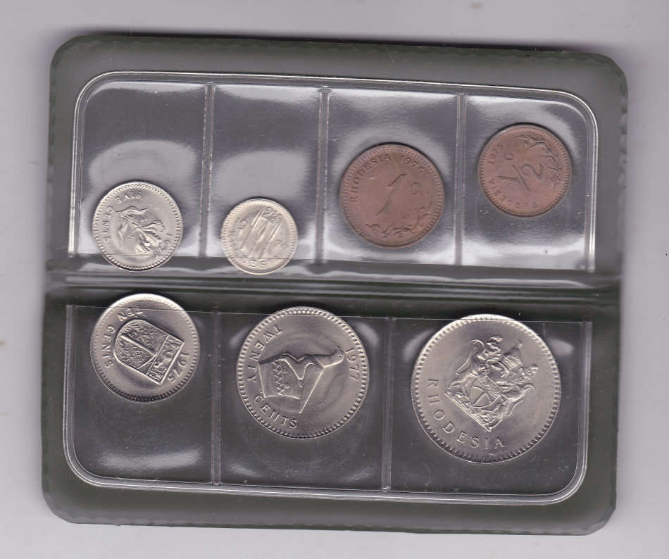 RHODESIA UNC COIN WALLET 1/2 CENT TO 25 CENTS