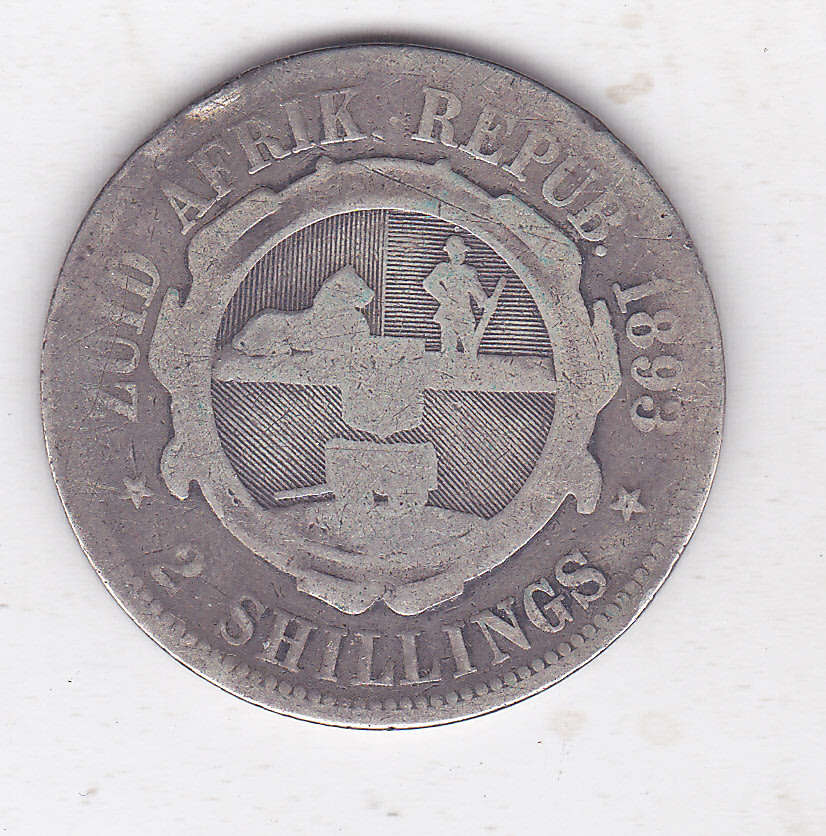 ZAR KRUGER 1893 TWO SHILLINGS SCARCER DATE