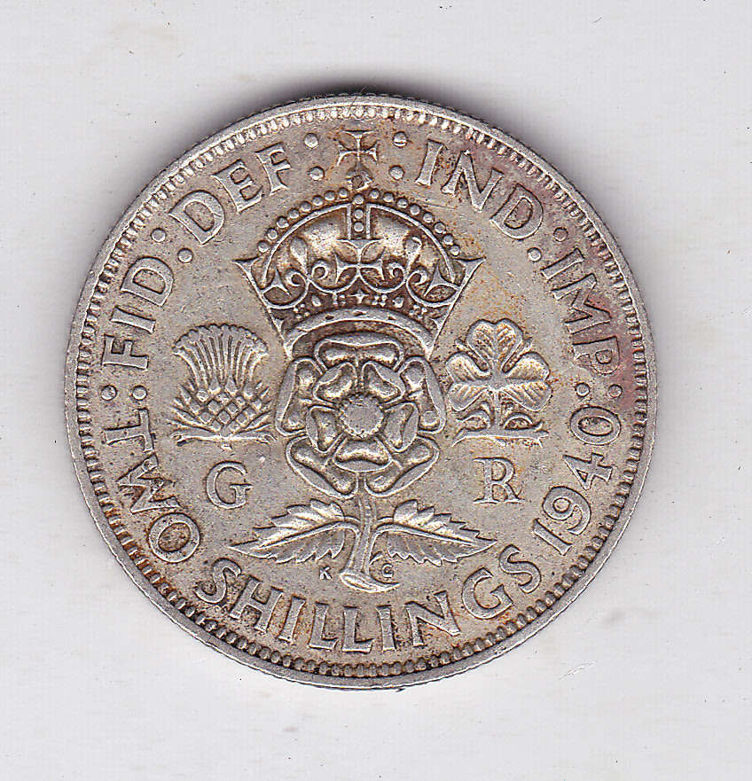 GREAT BRITAIN 2 SHILLINGS 1940 SILVER