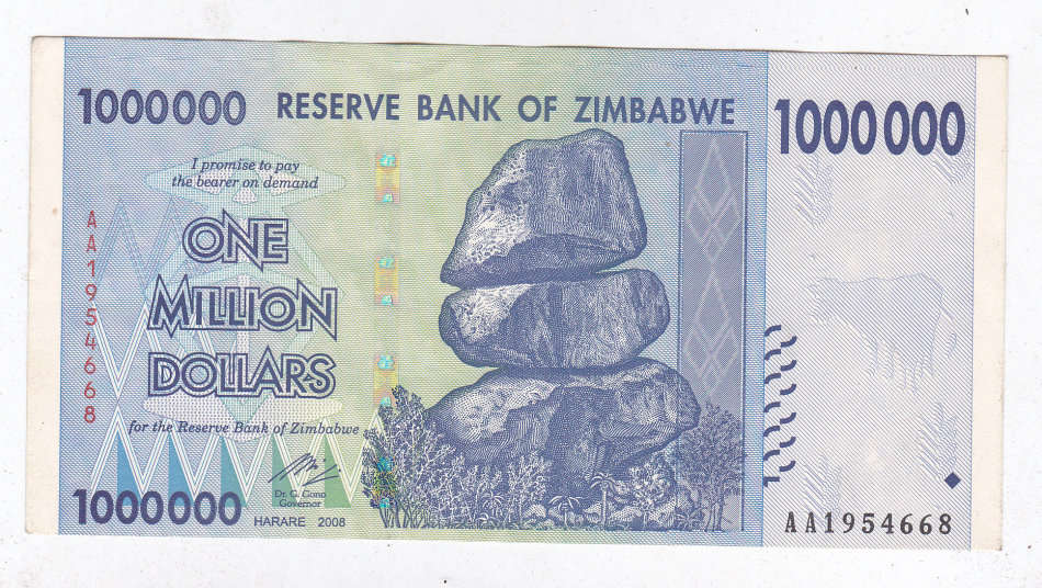 ZIMBABWE MILLION DOLLARS 2008 AA1954668 HIGH GRADE
