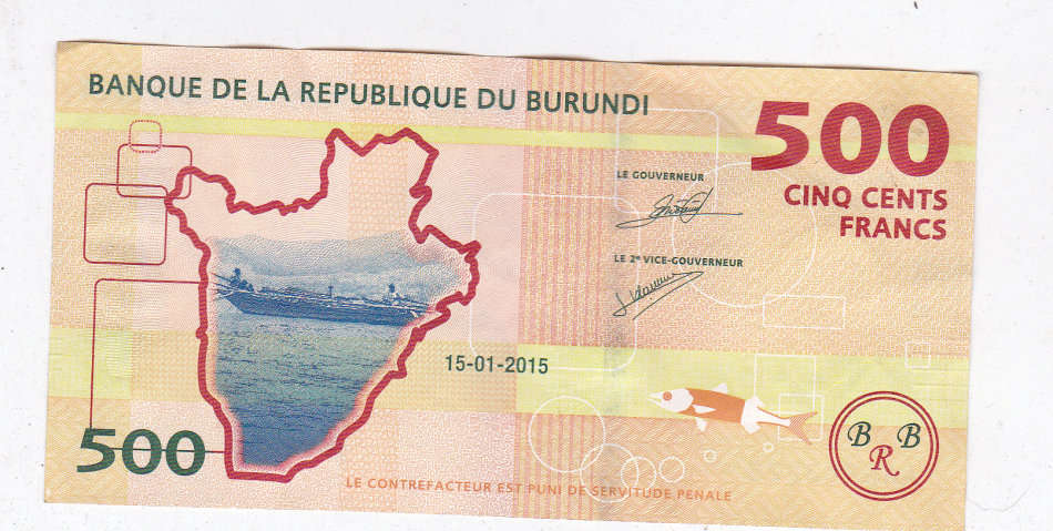 BURUNDI 500 FRANCS 2015 HIGH GRADE