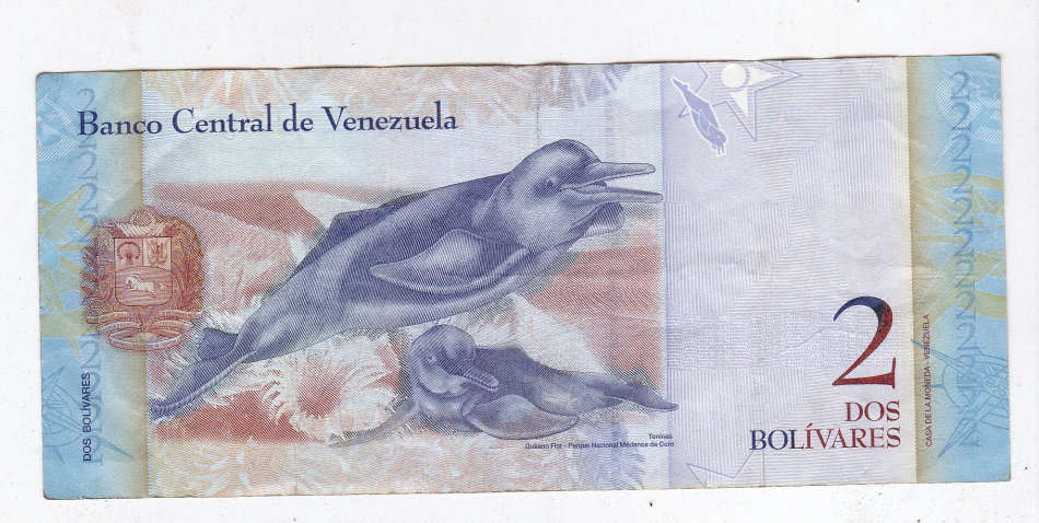 VENEZUELA 2 BOLIVIARES 2012 DOLPHINS