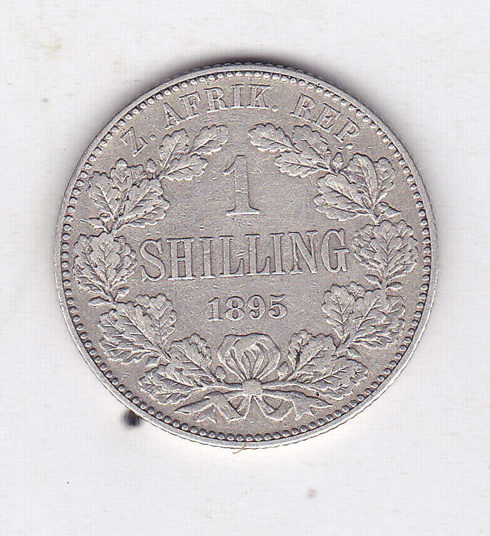 ZAR KRUGER SHILLING 1895 ABOUT XF
