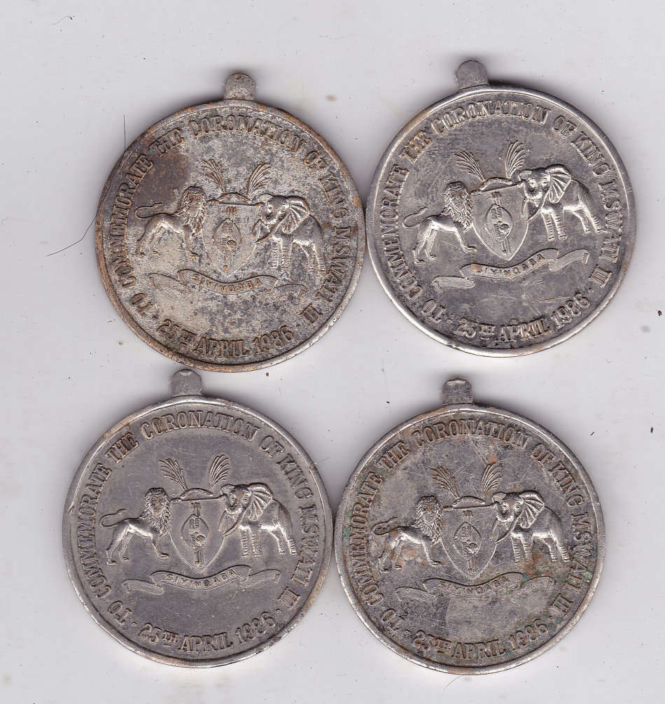 SWAZILAND CORONATION OF KING MSWATI III MEDAL 1986 - RINGS MISSING -4 MEDALS - BID PER MEDAL