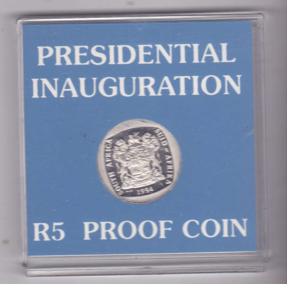 SOUTH AFRICA PROOF PRESIDENTIAL INAUGURATION R5 1994 FULL STEPS