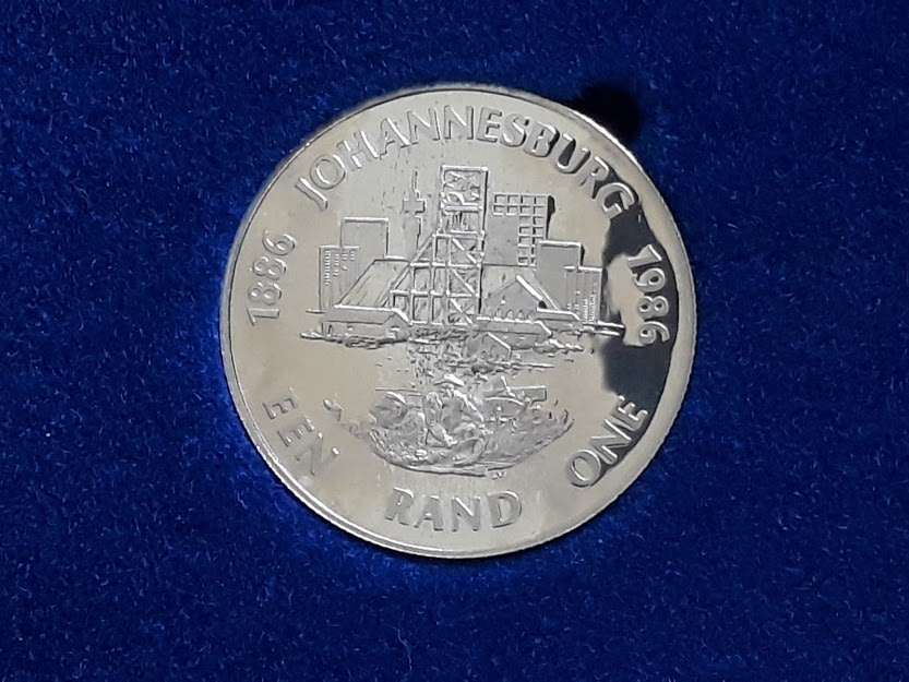 SOUTH AFRICA R1 PROOF 1986 JOHANNESBURG CENTENARY IN BOX