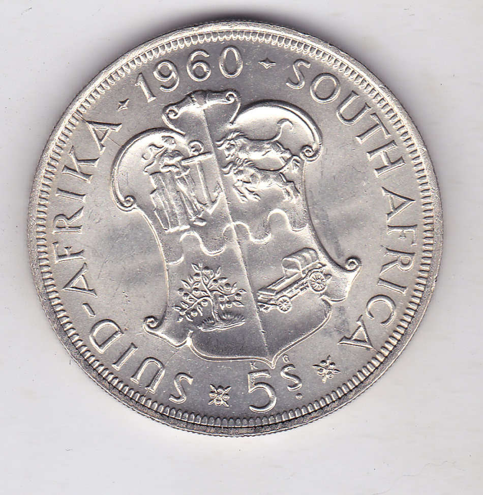 SOUTH AFRICA 5 SHILLINGS 1960 UNC