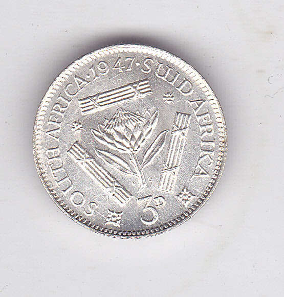 SOUTH AFRICA 3 D 1947 UNC