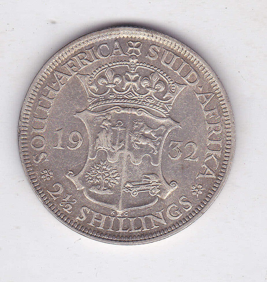 SOUTH AFRICA 2 AND A HALF SHILLINGS 1932 VF+