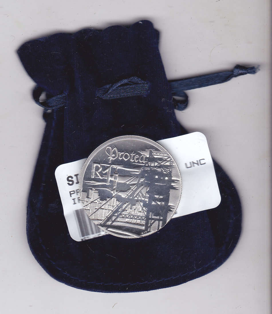 SOUTH AFRICA UNC MINING 1999 PROTEA SILVER R1 WITH MINT POUCH