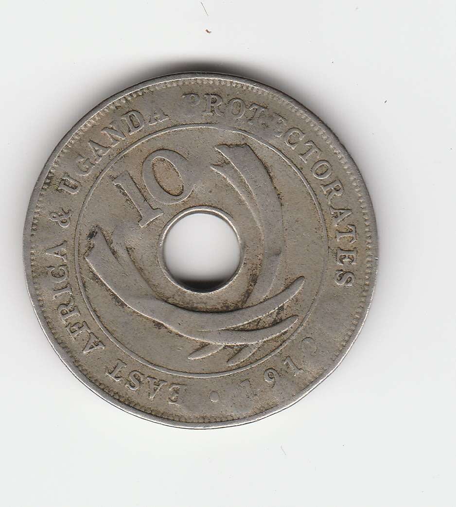 WW1 3 S.A.H - HARRY SKEA- B.E.A.E.F-  ID TAG - MADE ON 10 CENT UGANDA PROTECTORATE 1912 COIN