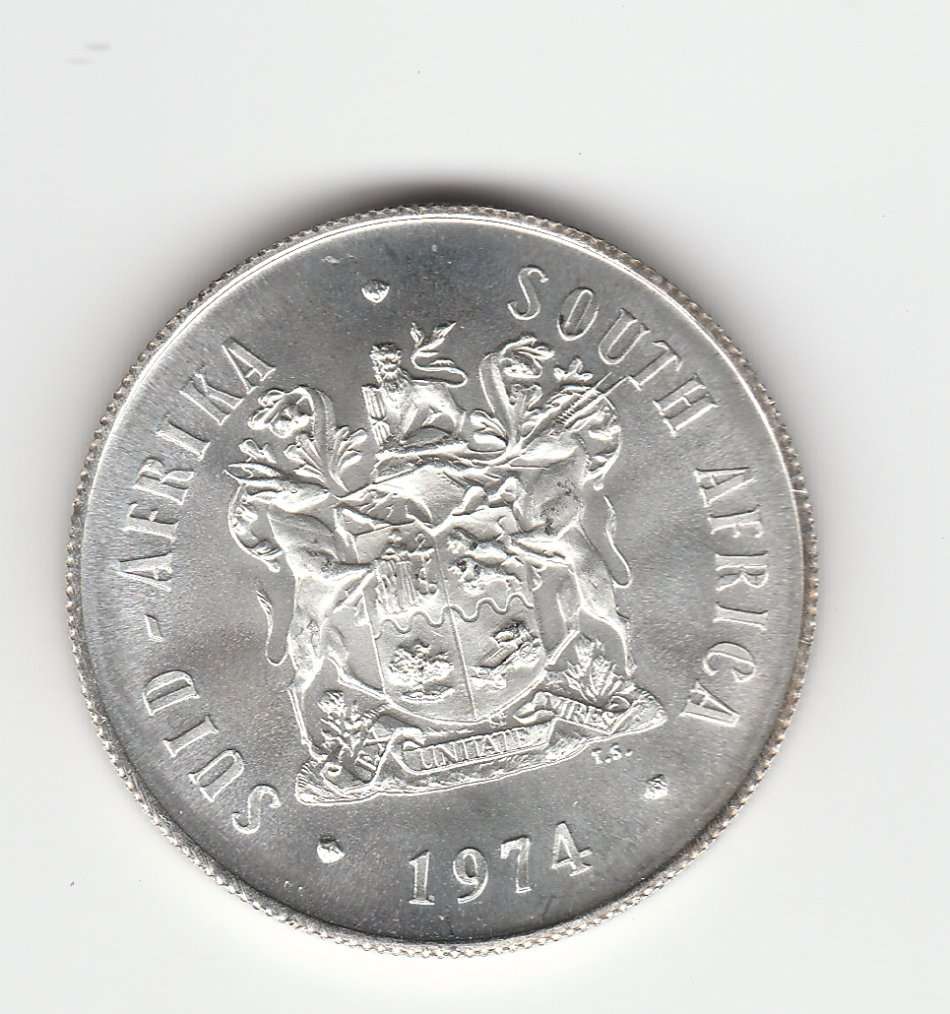 SOUTH AFRICA  R1 - 1974 COINAGE - SILVER IGH GRADE