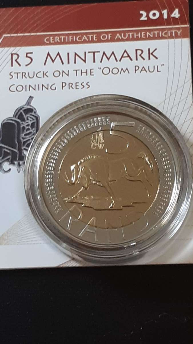 SOUTH AFRICA R5 OOM PAUL RS 2014 MINT MARK IN BOX WITH COA