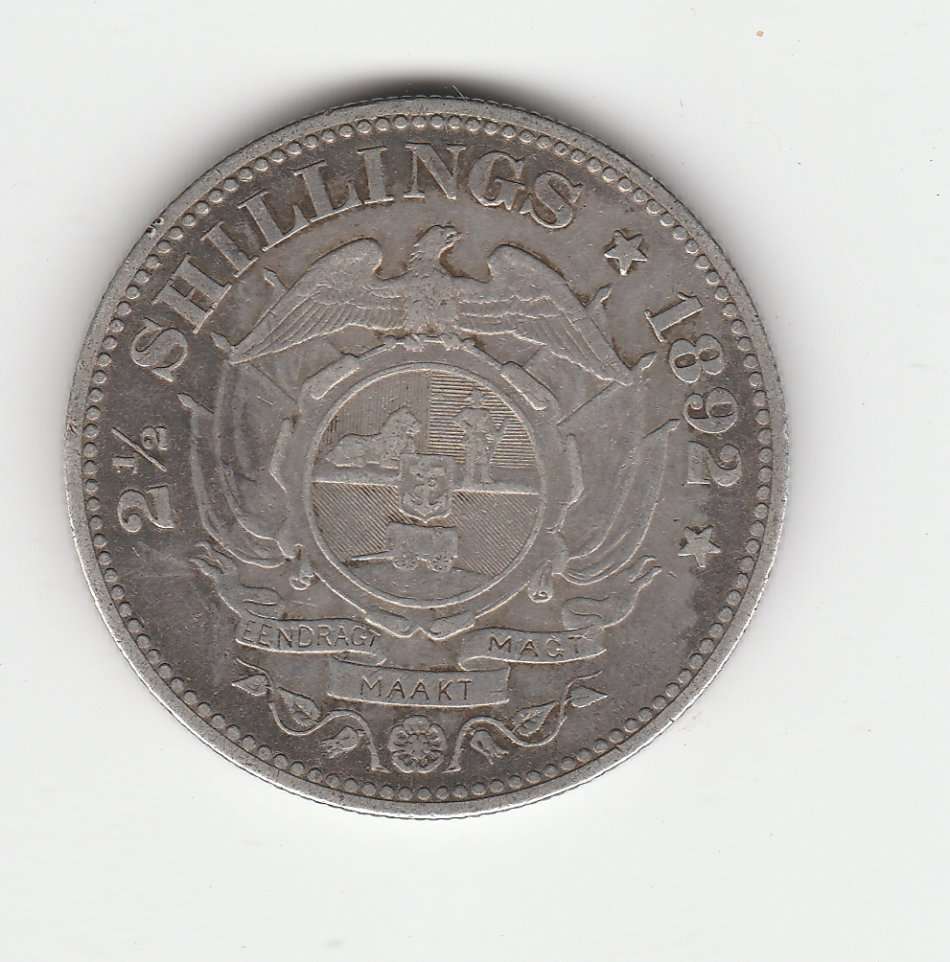 ZAR KRUGER HALF CROWN - TWO AND A HALF SHILLINGS 1892