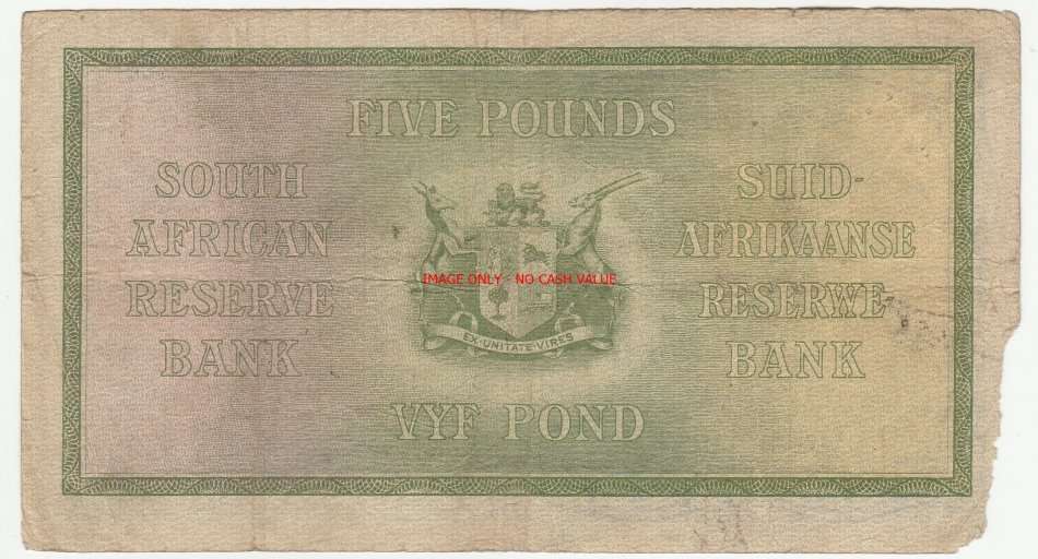 SOUTH AFRICA 5 POUNDS 1946 DE KOCK