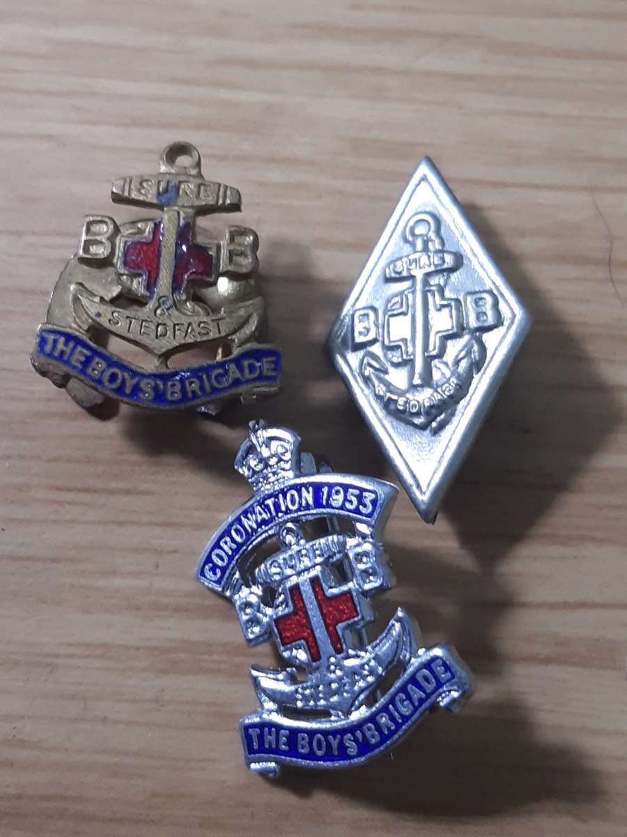 BOYS BRIGADE BADGES X 3 - INCLUDING CORONATION 1953
