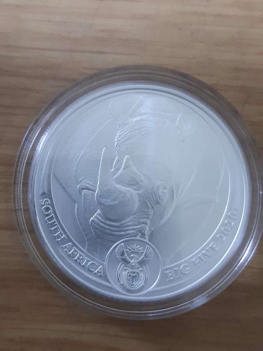 THE BIG FIVE SILVER OZ - RHINO 2020 - FIVE RAND