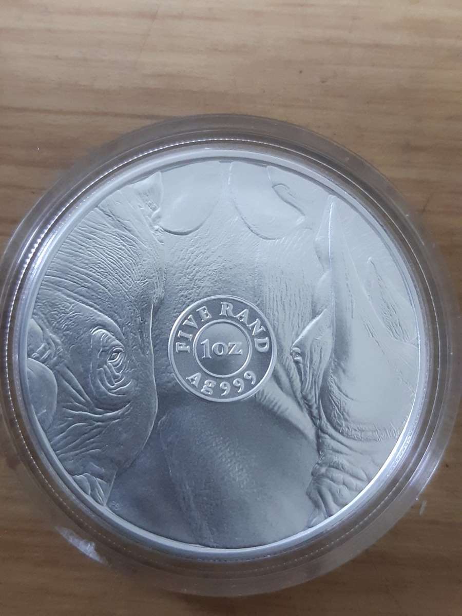 THE BIG FIVE SILVER OZ - RHINO 2020 - FIVE RAND