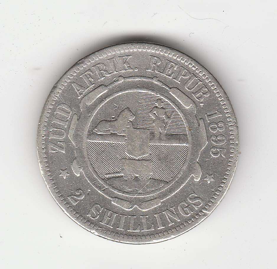 ZAR KRUGER 2 SHILLINGS 1895 SILVER