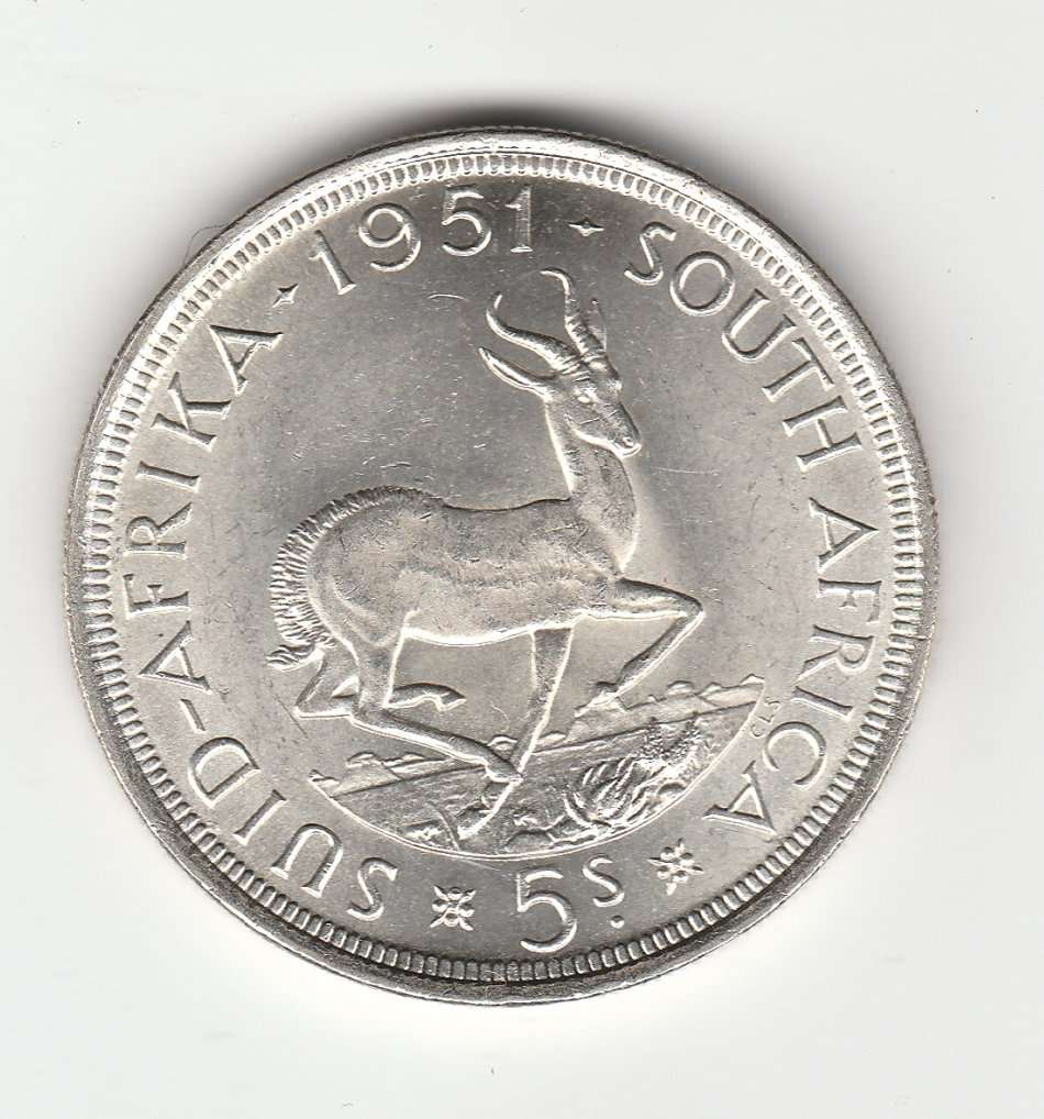 SOUTH AFRICA 5 SHILLINGS 1951 COULD GRADE MS63