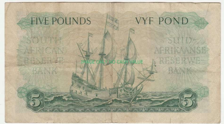 SOUTH AFRICA 5 POUNDS 19 APRIL 1952 DE KOCK