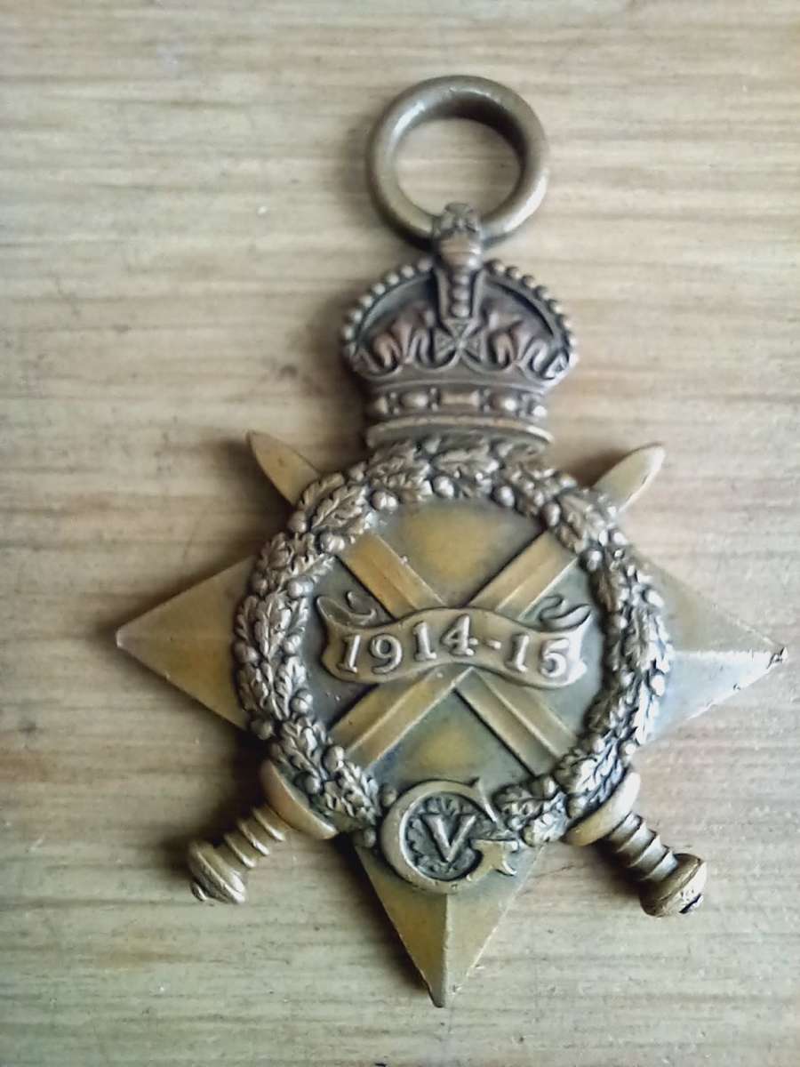 WWI STAR 1914-15 49721 DVR A.J.THORN R.F.A