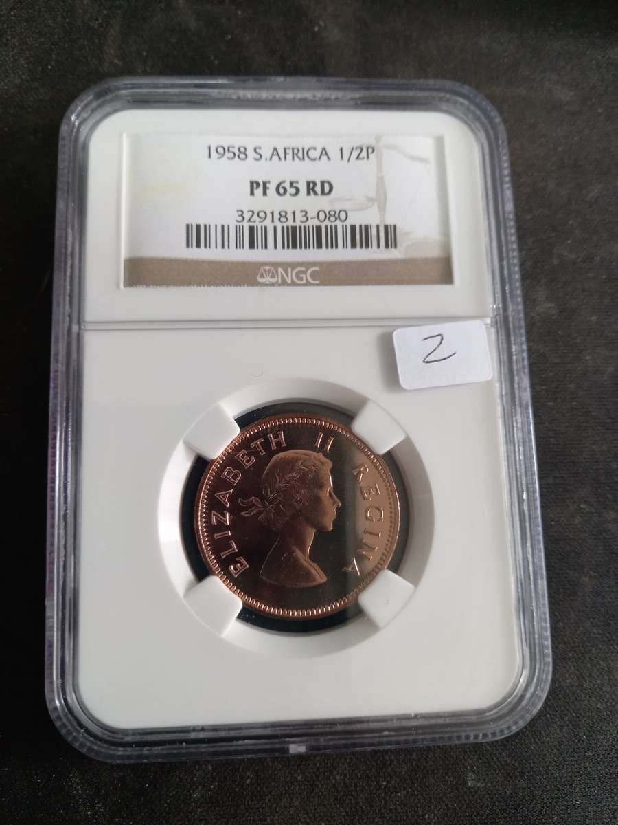 SOUTH AFRICA HALF PENNY 1958 NGC PF65RD