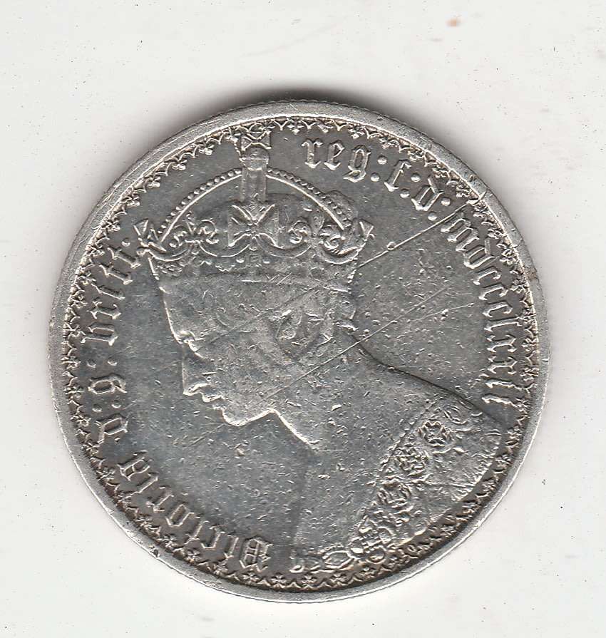 GREAT BRITAIN FLORIN 1872 .925 SILVER ONE TENTH OF A POUND