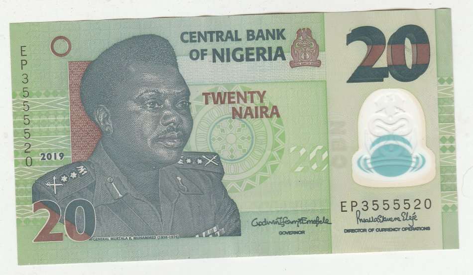 NIGERIA 20 NAIRA 2019 POLYMER HIGH GRADE