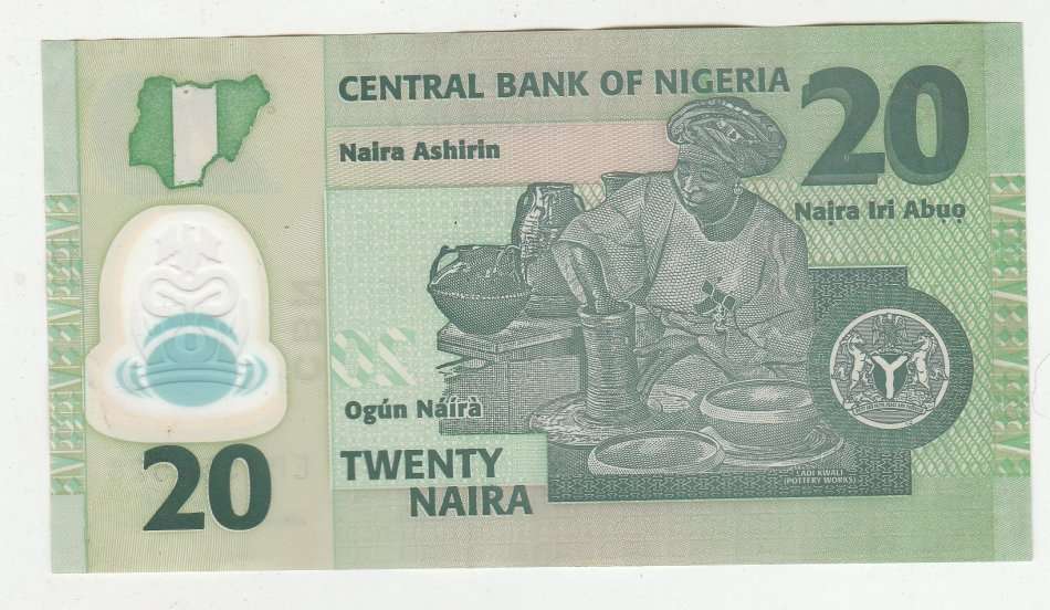 NIGERIA 20 NAIRA 2019 POLYMER HIGH GRADE
