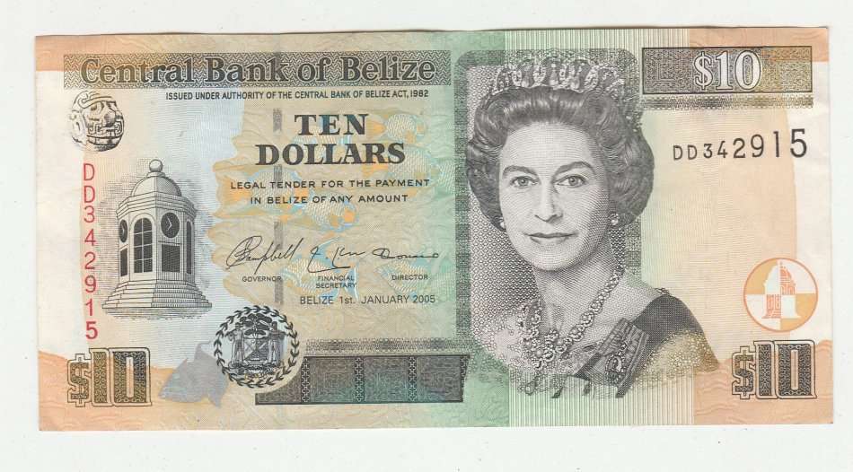 BELIZE10$  2005  GOVERNMENT HOUSE 1910 FV=R88.5 HIGH GRADE