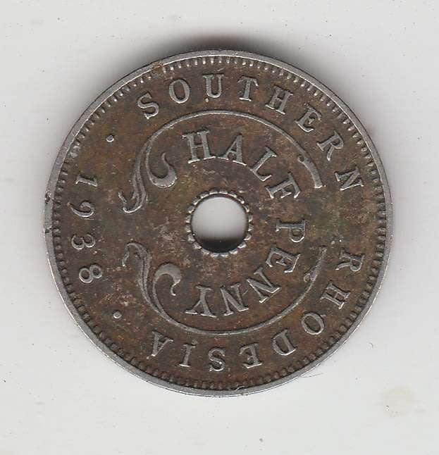 SOUTHERN RHODESIA HALF PENNY 1938