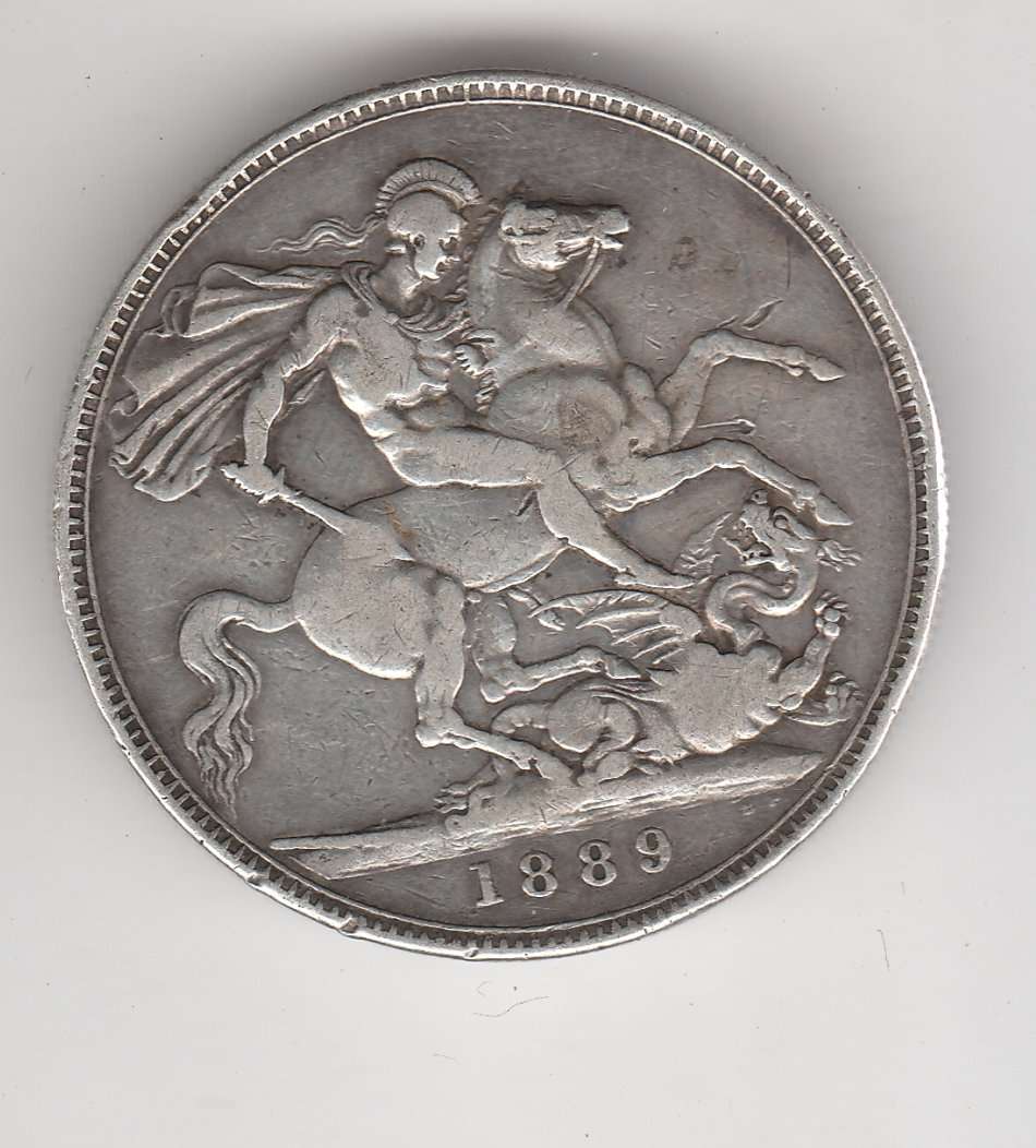 GREAT BRITAIN CROWN SILVER .925 VICTORIA 1889