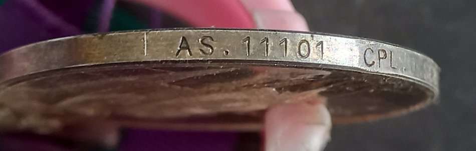 ARMY GS MEDAL  PALESTINE 1945-48 SILVER A.S. 11101 CPL. J SEHALOHALA  A.P.C