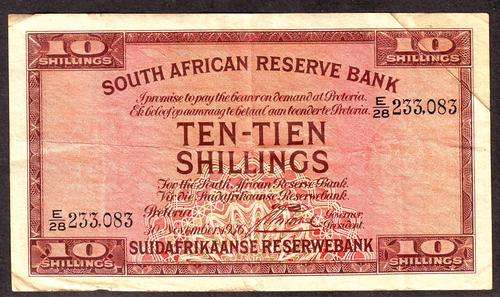 SOUTH AFRICA 10 SHILLINGS POSTMUS 30 NOVEMBER 1936 E28 233083