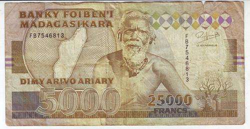 MADAGASCAR 5000 ARIARY - LARGE NOTE TRIBAL ELDER