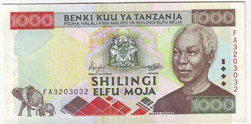 TANZANIA 1000 SHILLINGS JULIUS K. NYERERE - EF