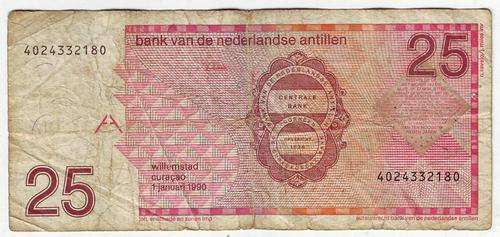 NETHERLANDS ANTILLES 25 GULDEN 1 JANUARY 1990 - FLAMINGO - FACE VALUE R101