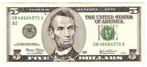 USA 5 DOLLARS SERIES B2 2003 - LINCOLN MEMORIAL