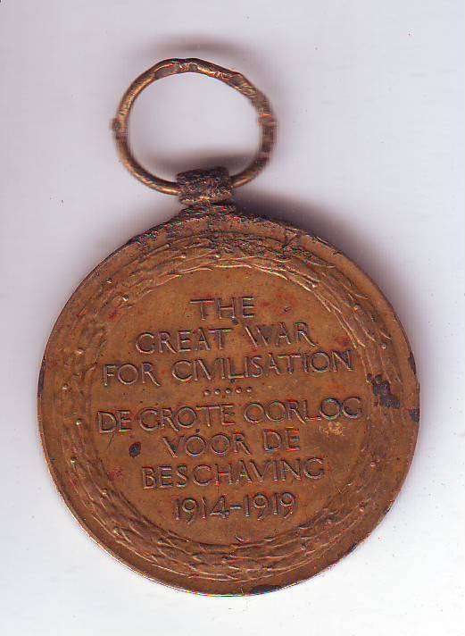 VICTORY MEDAL 1914-1919 - DVR. M.J. AXELSON. S.A.S.C.