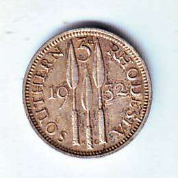 SOUTHERN RHODESIA 3 PENCE 1932 - HIGH GRADE