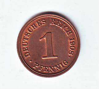 GERMANY 1 PFENNIG 1908 J