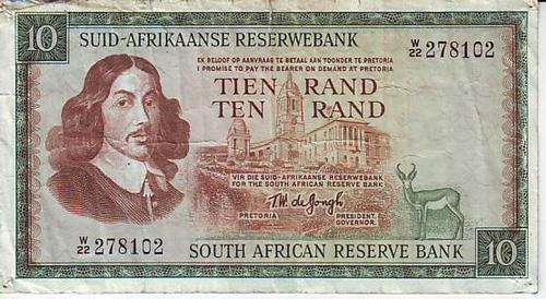 SOUTH AFRICA 10 RAND REPLACEMENT T.W. DE JONGH W22 278102