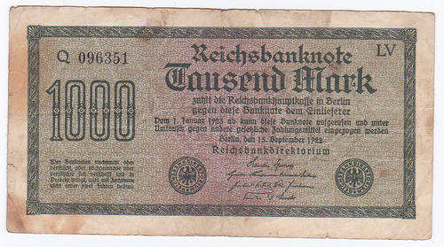 GERMANY 1000 MARK LV BERLIN 15 SEPTEMBER 1922 Q 096351
