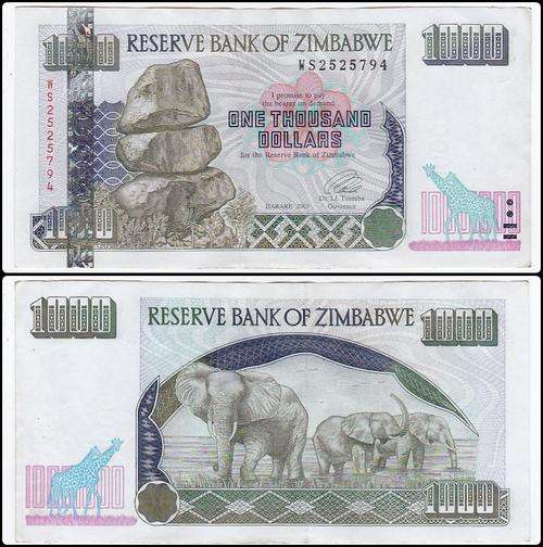 ZIMBABWE 1000 DOLLARS 2003 WS2525794