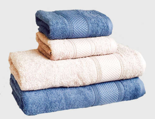 PREMIUM TOWELS - Egyptian Cotton - 2 Bath Towels & 2 Hand Towels - Azure Blue & Lilac - 520GSM